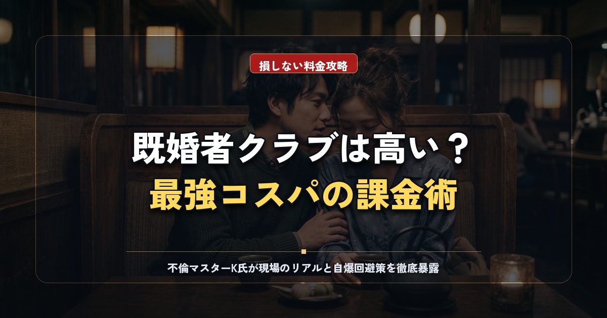 既婚者クラブの料金は高い？男性・女性の料金プランとコスパ最強の課金タイミングをK氏が本音解説